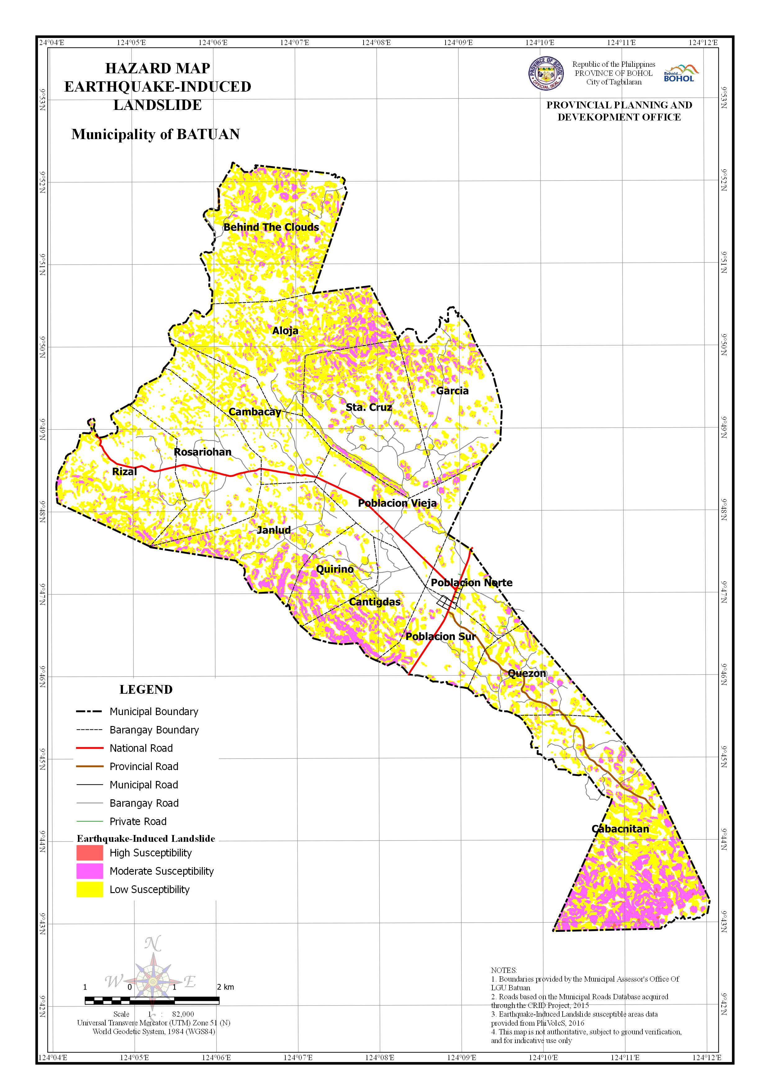 Municipality of Batuan Earthquake-Induced Landslide Map